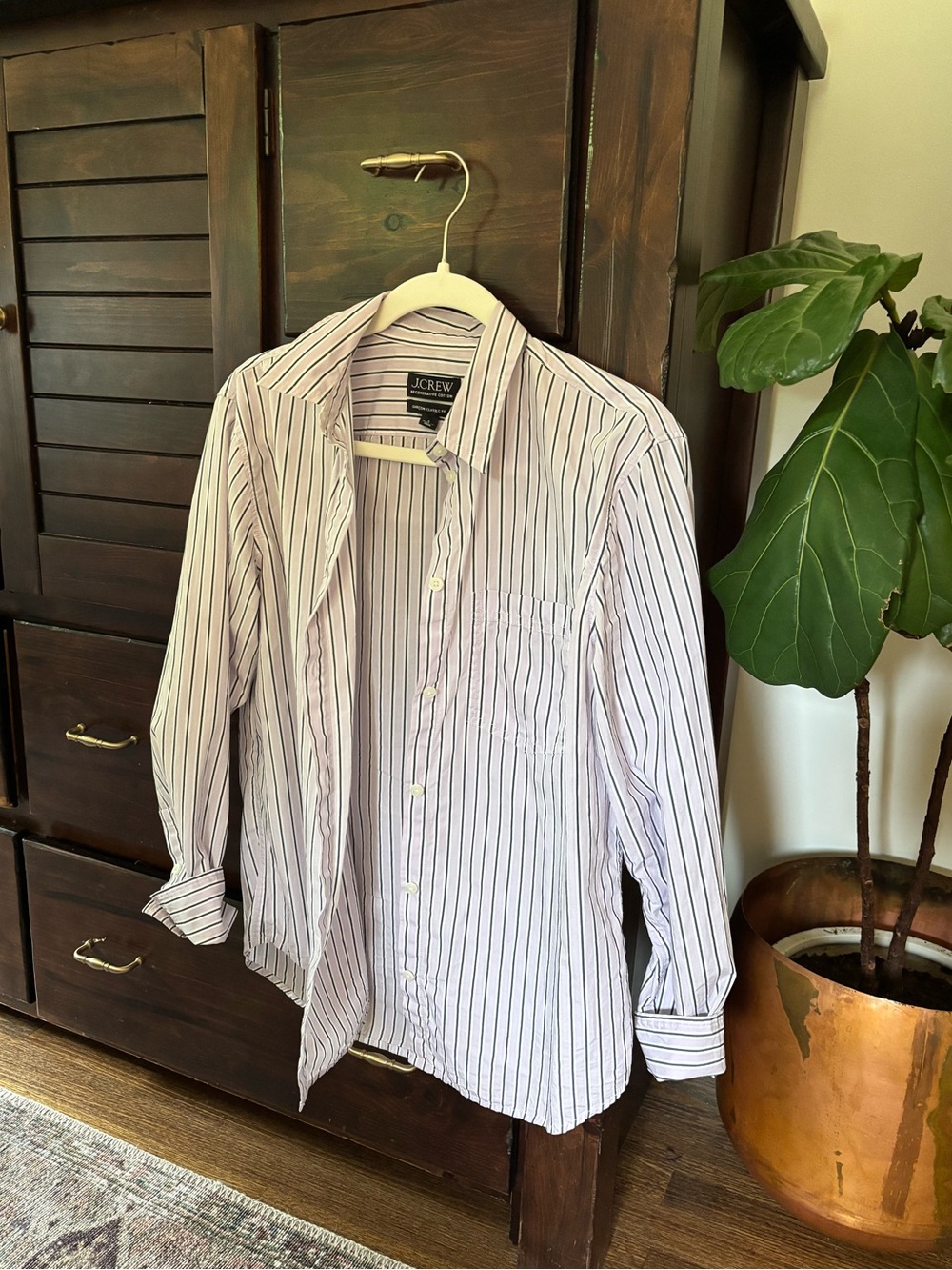 100% Cotton | J. Crew Women’s Light Purple Stripe Button-Down Shirt